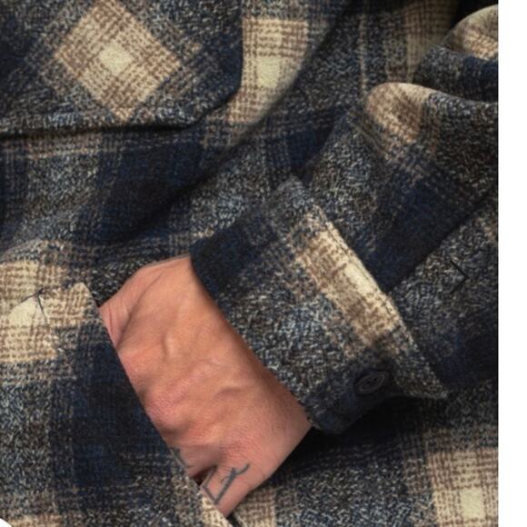 Dues Ex Machina The Piston Wool Shirt Lightweight Coat Jacket Plaid Men's Size L - Picture 6 of 14